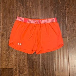 Under Armour Play Up shorts, neon pink